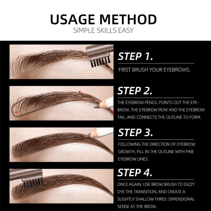 Lápis de Sobrancelha Impermeável 5 Cores - Longa Duração