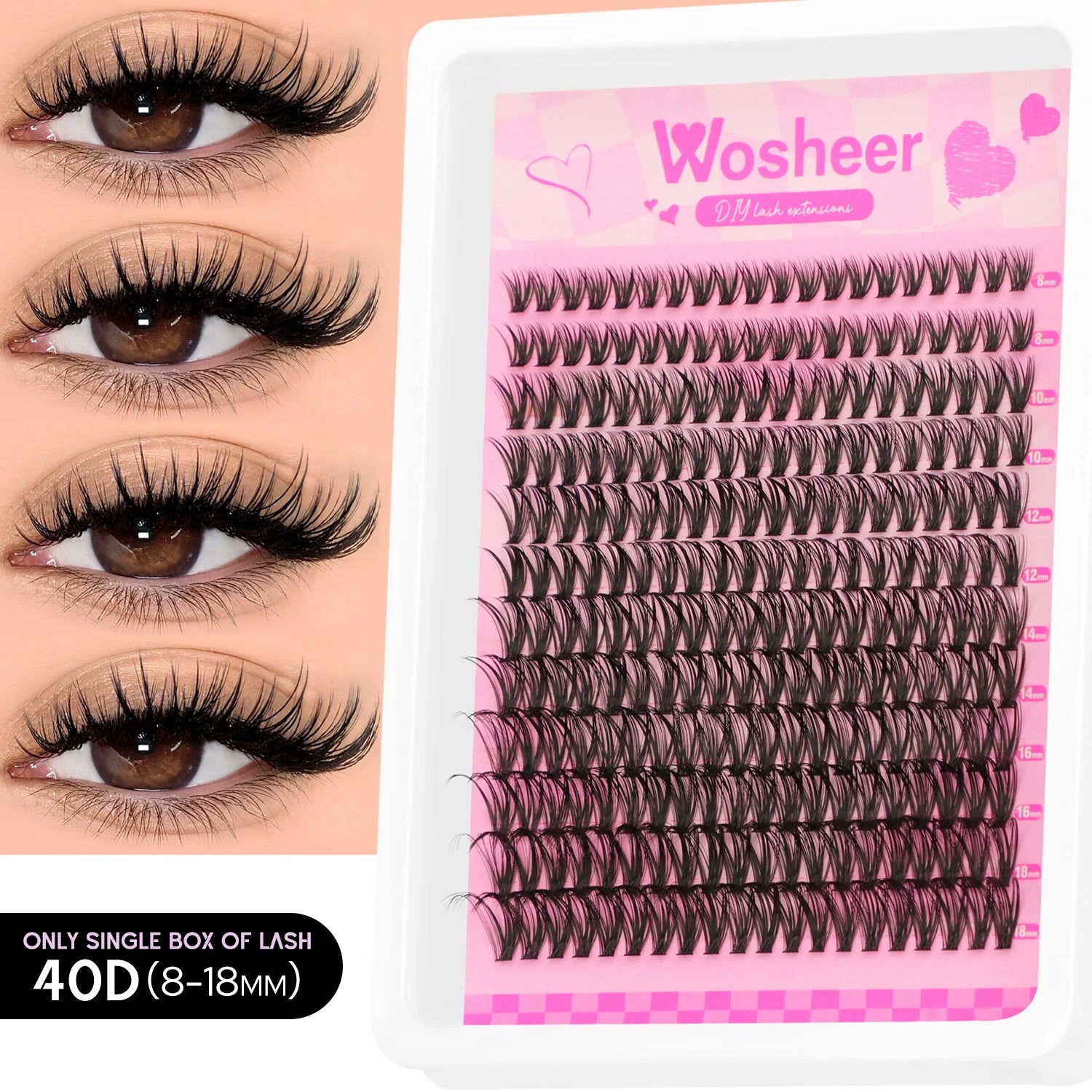 WOSHEER Kit de Cílios Spike - Extensão DIY Volume e Manga