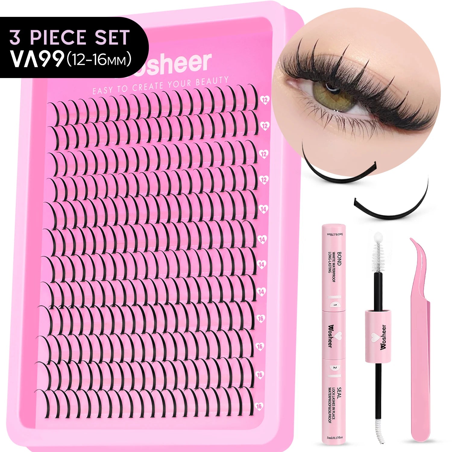 WOSHEER Kit de Cílios Spike - Extensão DIY Volume e Manga