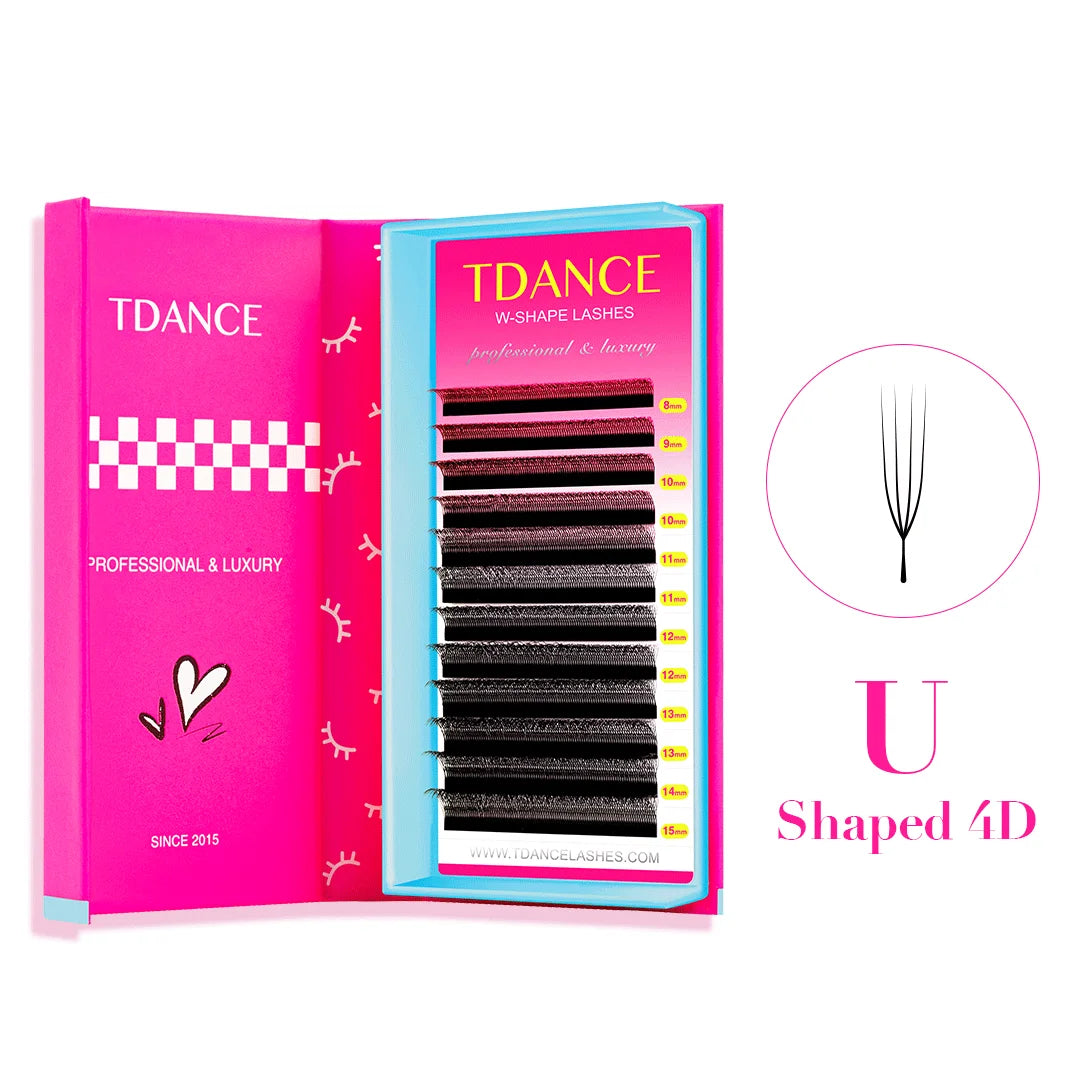 TDANCE Extensão de Cílios em U 3D 4D 5D 8-15MM - Leve, Macio e Natural