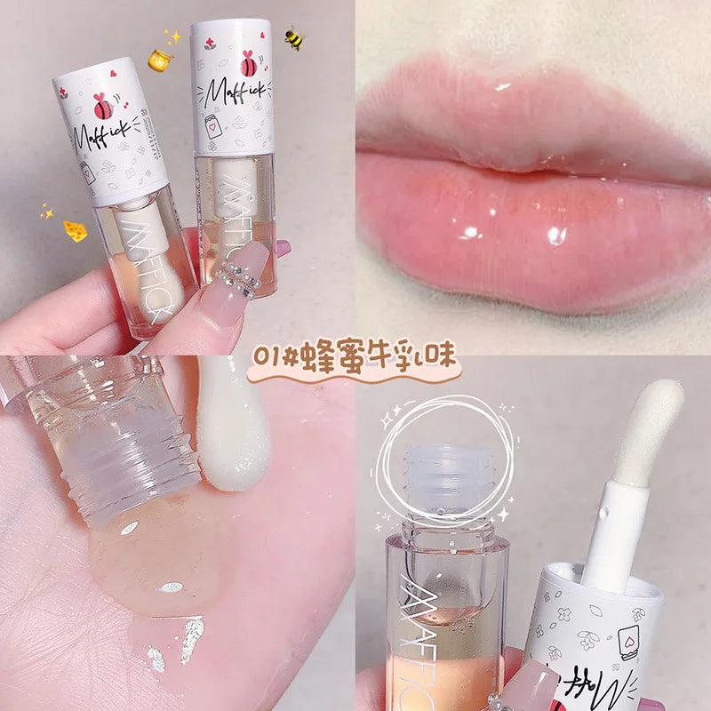 Gloss Labial Jelly Coreano com Pincel - Óleo Hidratante Longa Duração