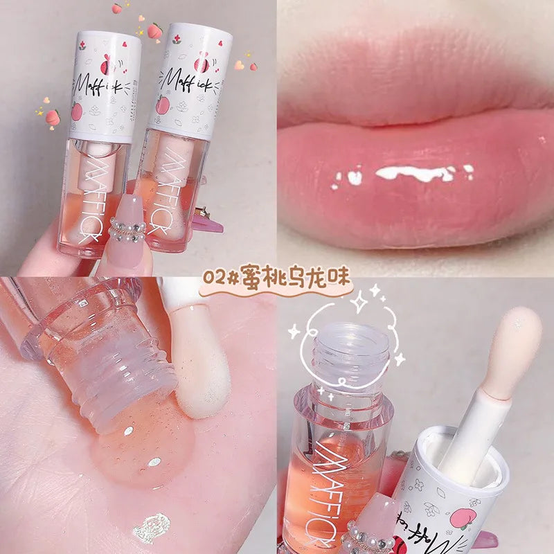 Gloss Labial Jelly Coreano com Pincel - Óleo Hidratante Longa Duração