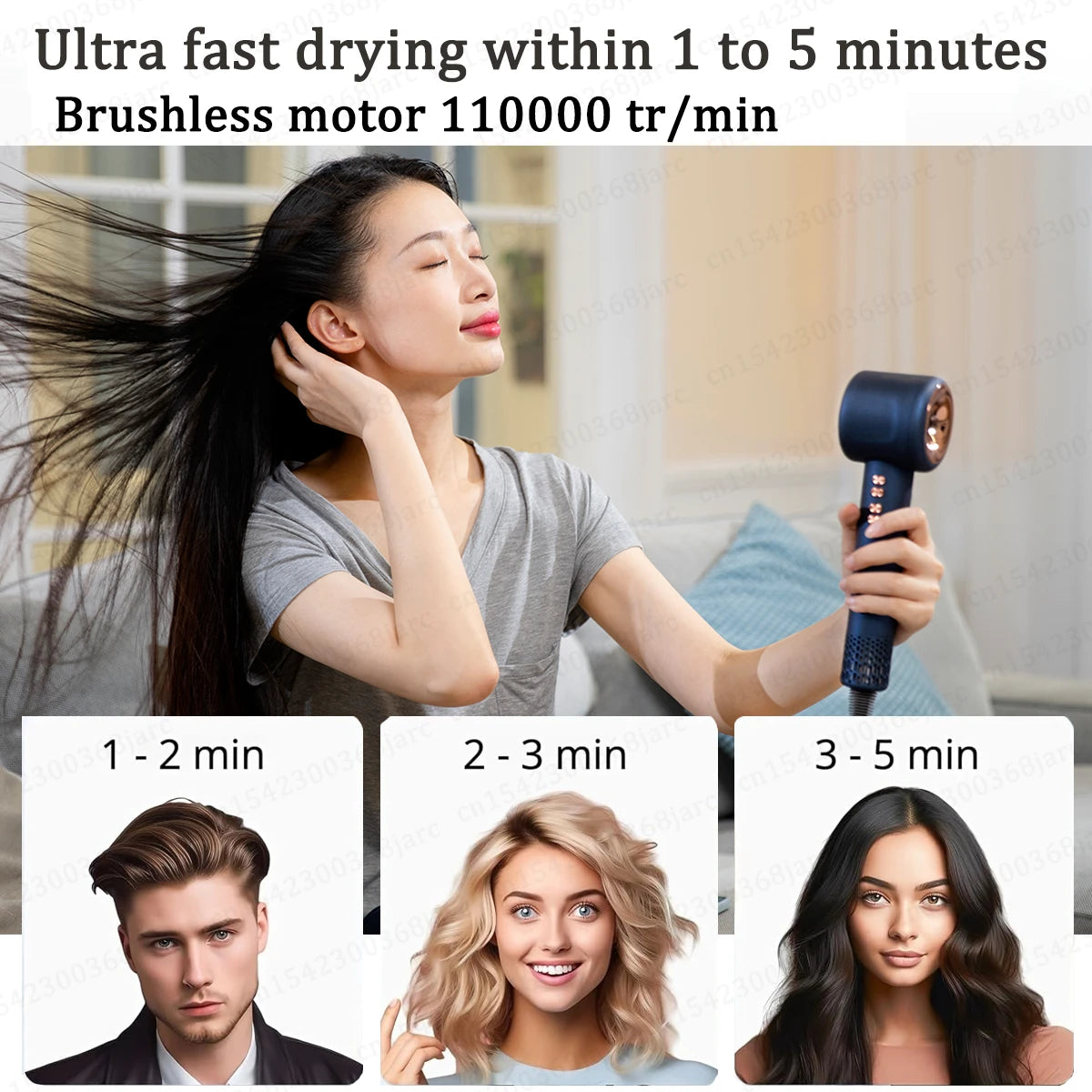 Secador de Cabelo Profissional 220V — Íons Negativos, Sem Hélice, Motor Brushless