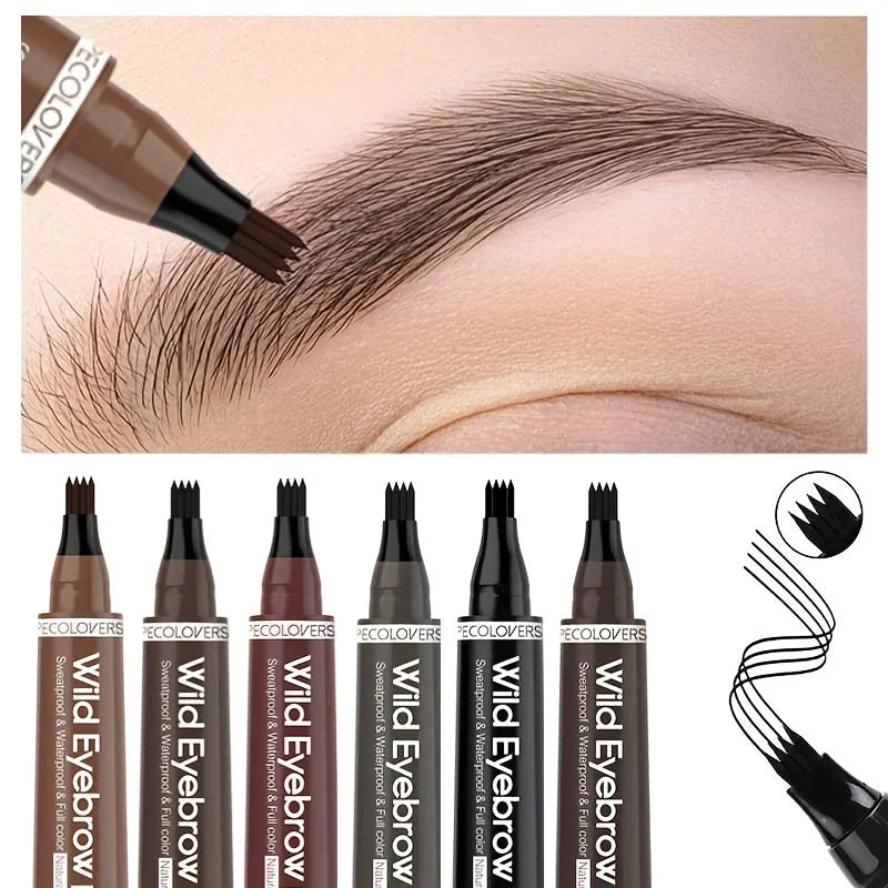 Caneta para Sobrancelha 6 Cores - 4 Pontas Impermeável