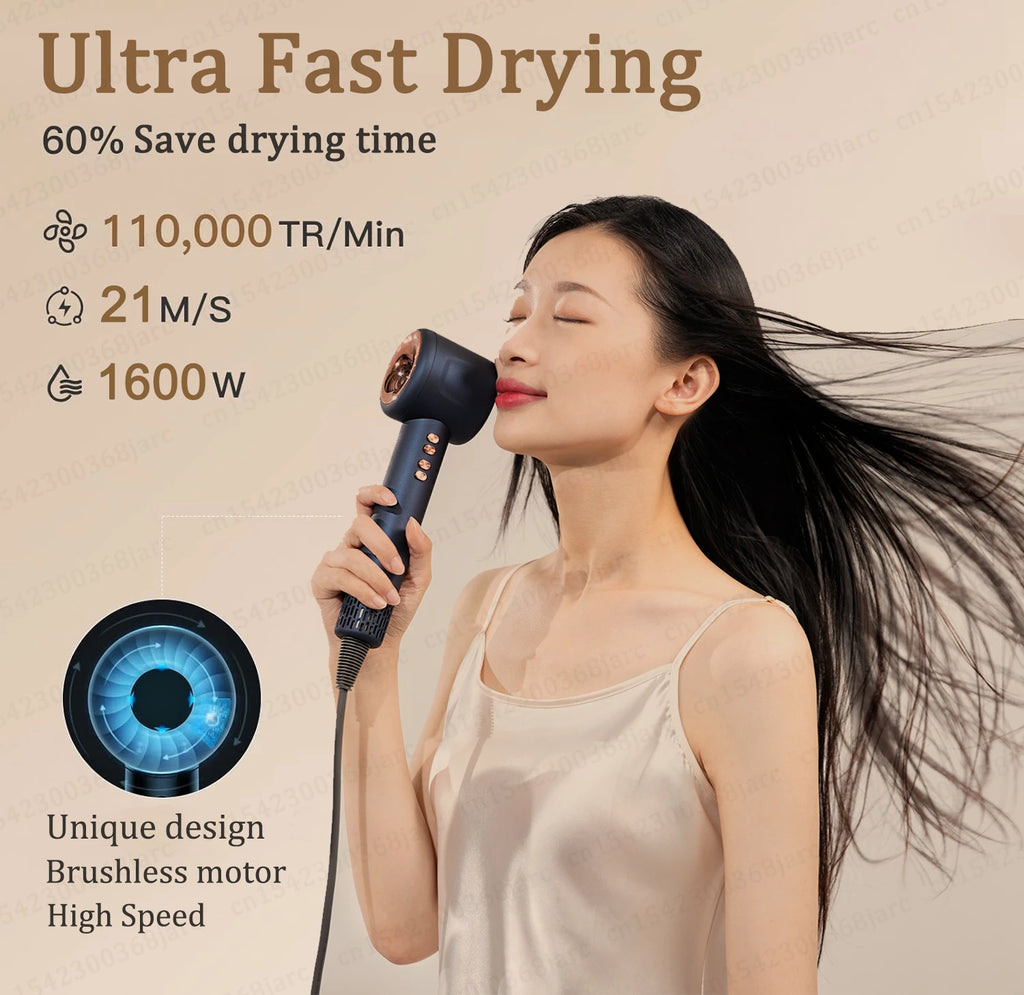 Secador de Cabelo Profissional 220V — Íons Negativos, Sem Hélice, Motor Brushless