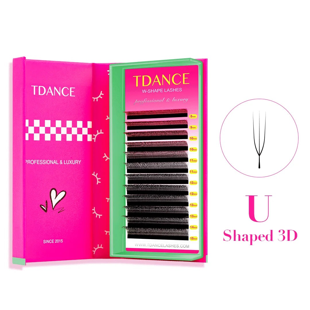 TDANCE Extensão de Cílios em U 3D 4D 5D 8-15MM - Leve, Macio e Natural