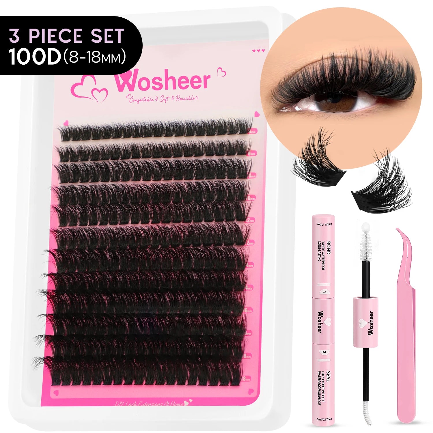 WOSHEER Kit de Cílios Spike - Extensão DIY Volume e Manga