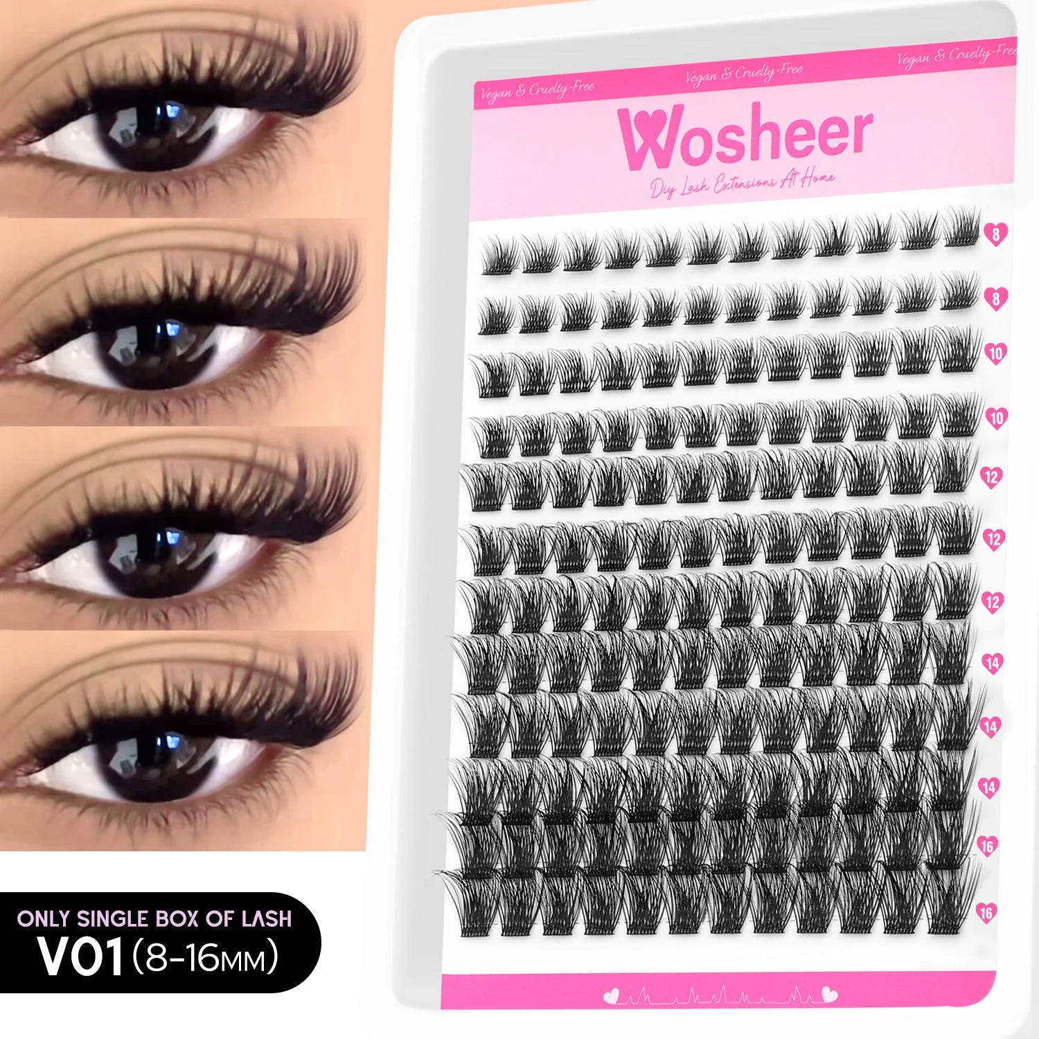 WOSHEER Kit de Cílios Spike - Extensão DIY Volume e Manga
