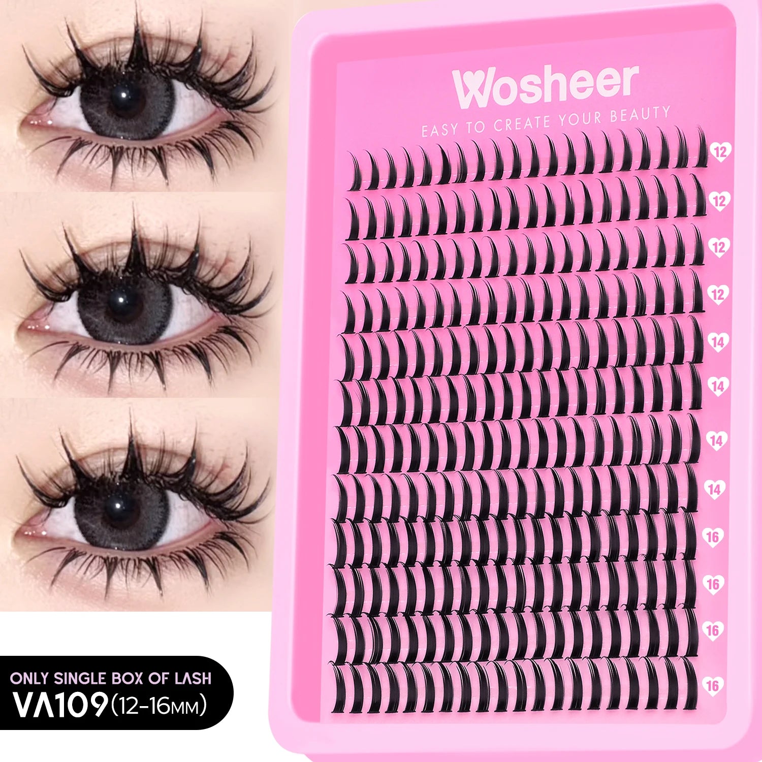 WOSHEER Kit de Cílios Spike - Extensão DIY Volume e Manga