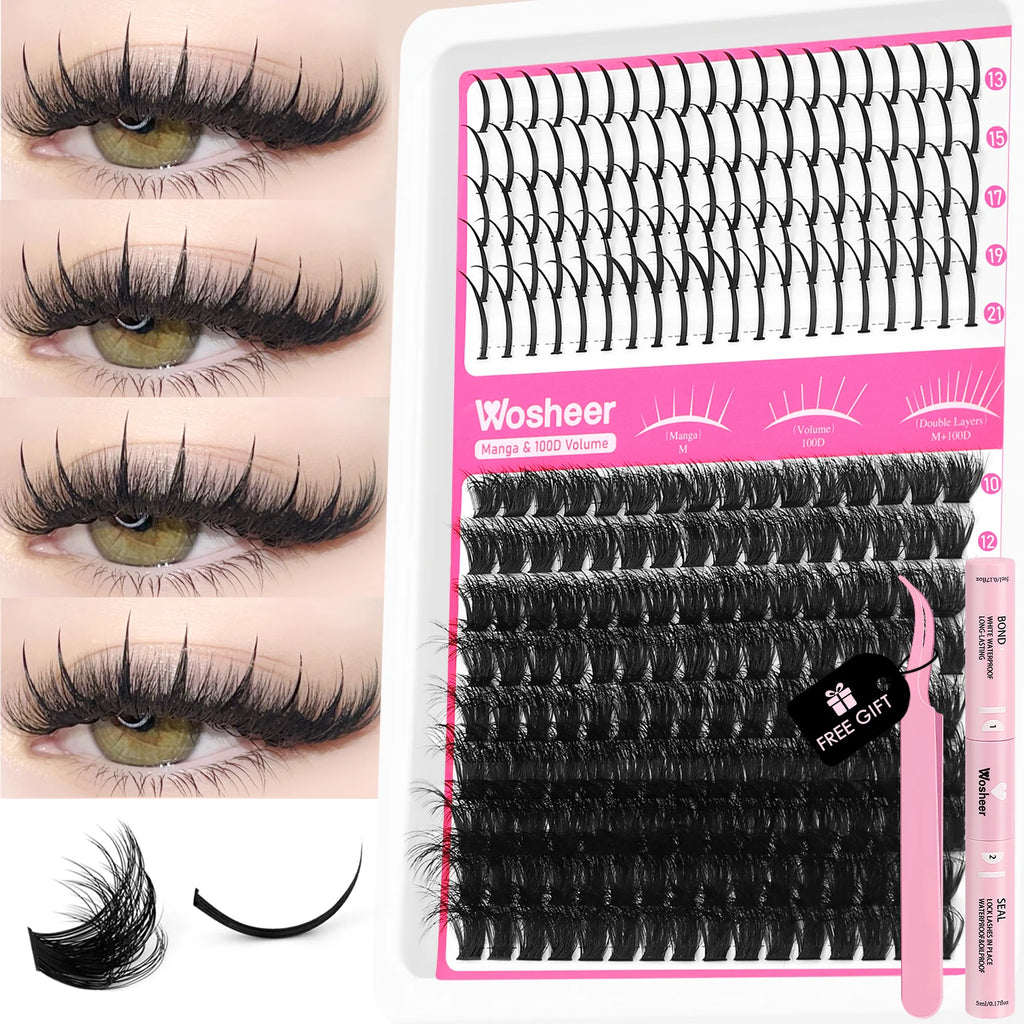 WOSHEER Kit de Cílios Spike - Extensão DIY Volume e Manga
