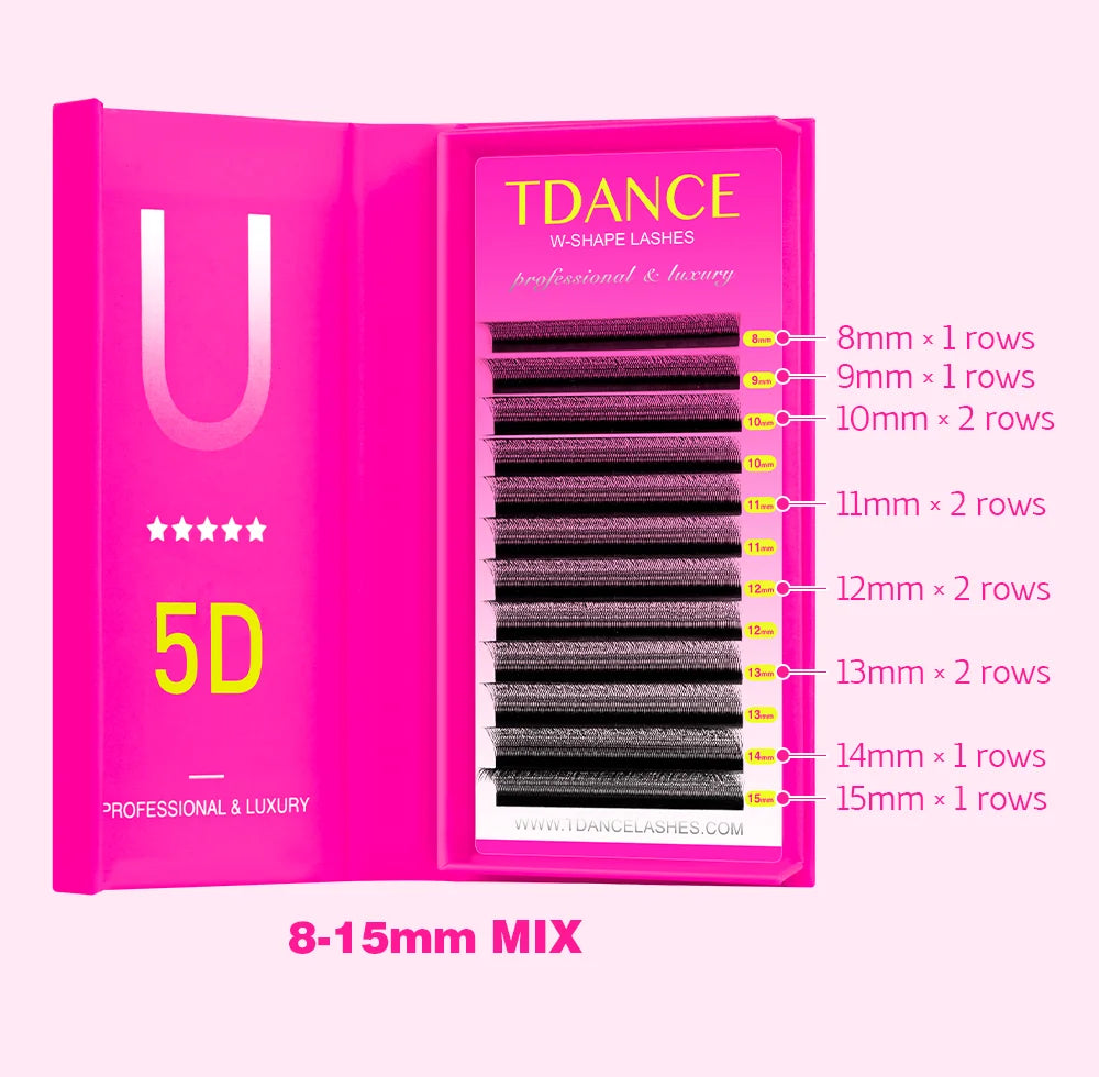TDANCE Extensão de Cílios em U 3D 4D 5D 8-15MM - Leve, Macio e Natural
