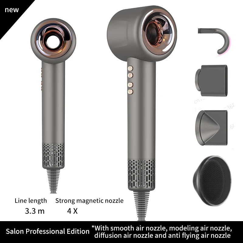 Secador de Cabelo Profissional 220V — Íons Negativos, Sem Hélice, Motor Brushless
