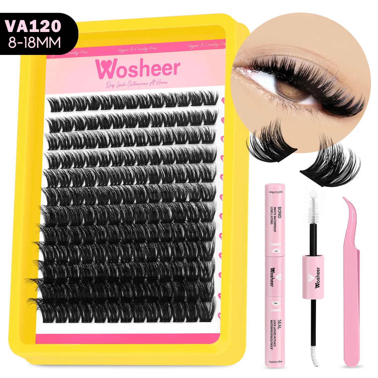 WOSHEER Kit de Cílios Spike - Extensão DIY Volume e Manga
