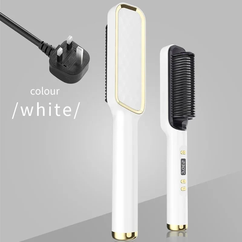 Pente Alisador Elétrico Multifuncional — Íon Negativo, Antiescaldante e Display LED