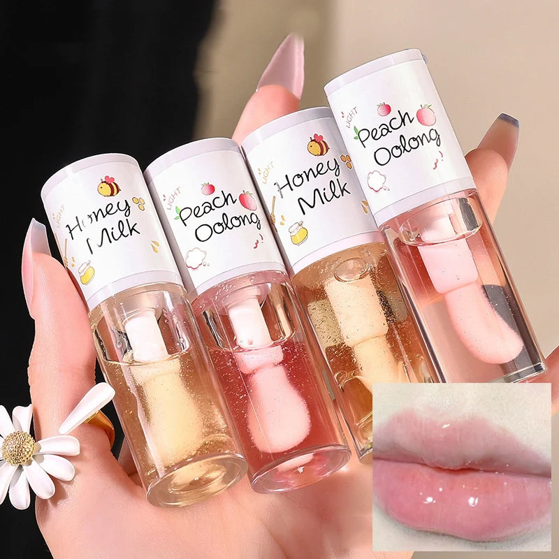 Gloss Labial Jelly Coreano com Pincel - Óleo Hidratante Longa Duração