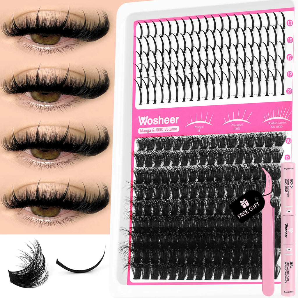 WOSHEER Kit de Cílios Spike - Extensão DIY Volume e Manga