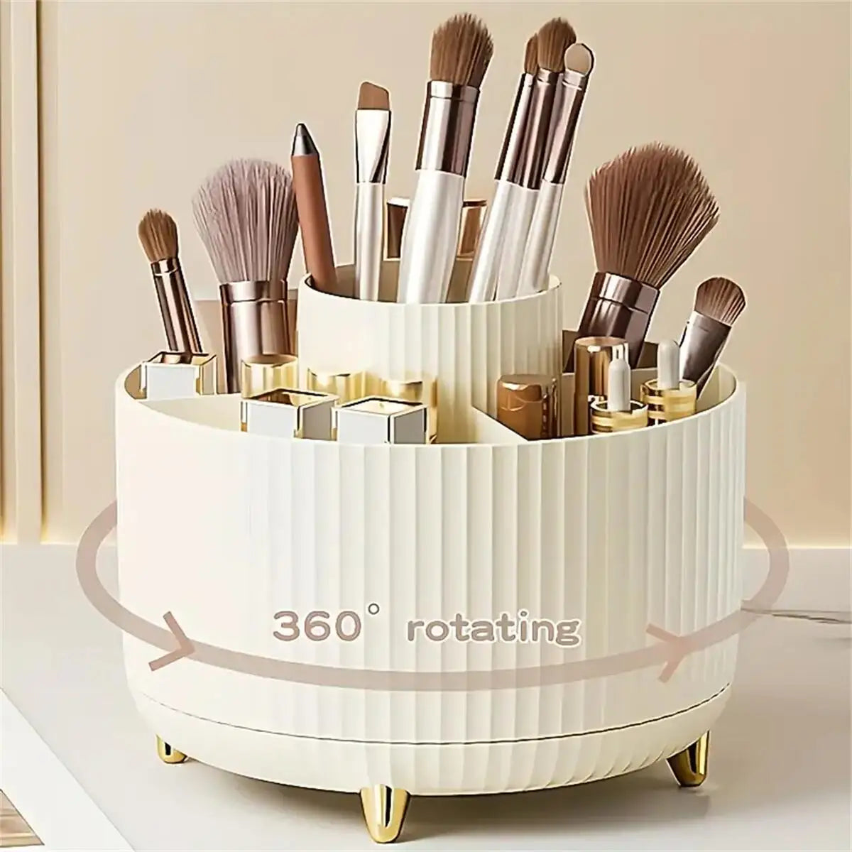 Organizador de Maquiagem Giratório 360° - 5 Compartimentos
