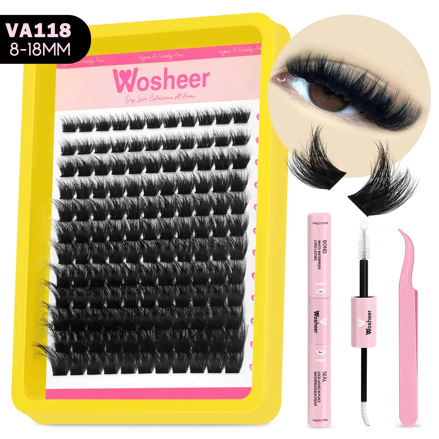 WOSHEER Kit de Cílios Spike - Extensão DIY Volume e Manga