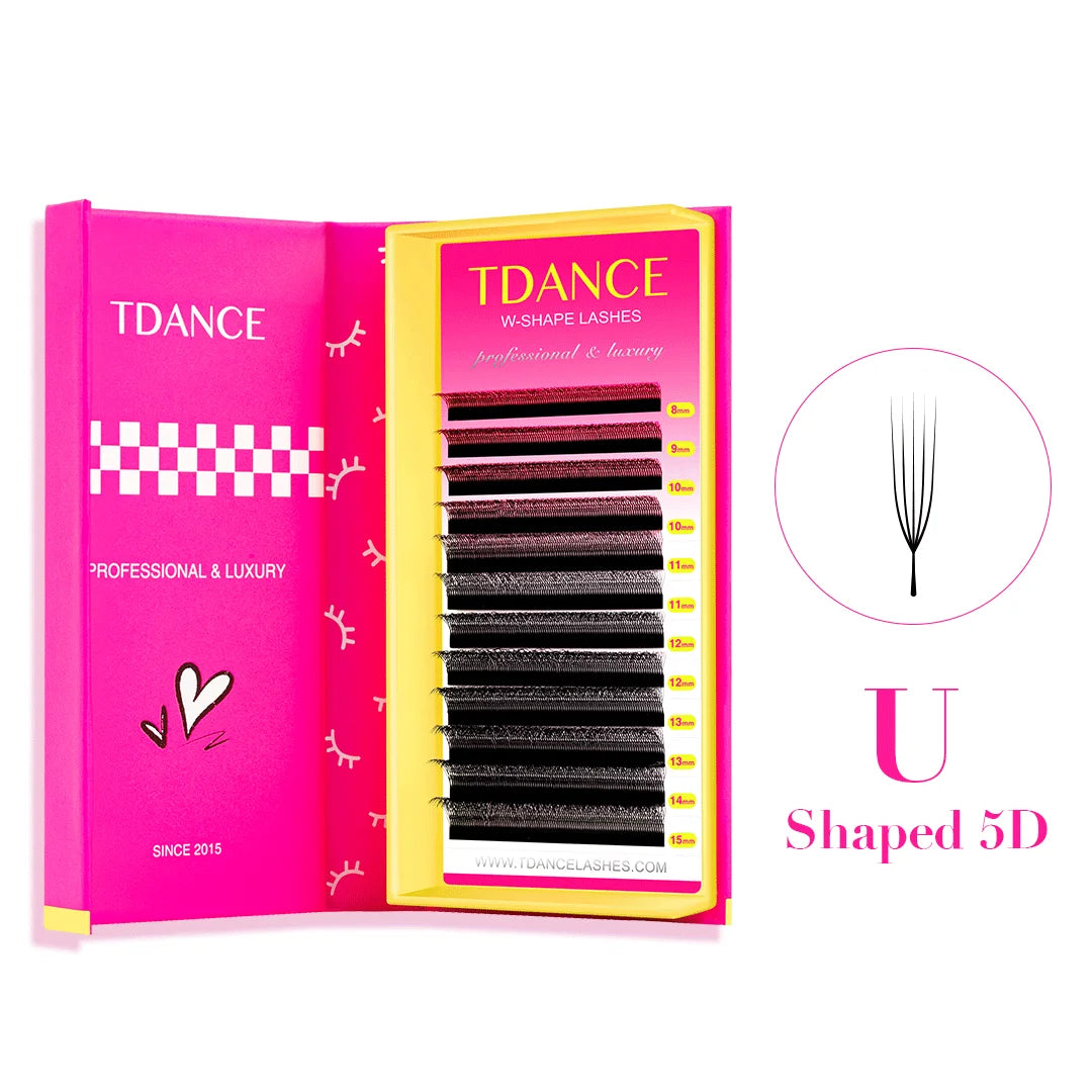 TDANCE Extensão de Cílios em U 3D 4D 5D 8-15MM - Leve, Macio e Natural
