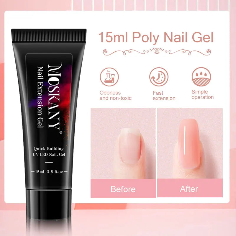Kit Completo de Gel para Unhas com Lâmpada LED 6W - Extensão e Decoração 3D para Iniciantes