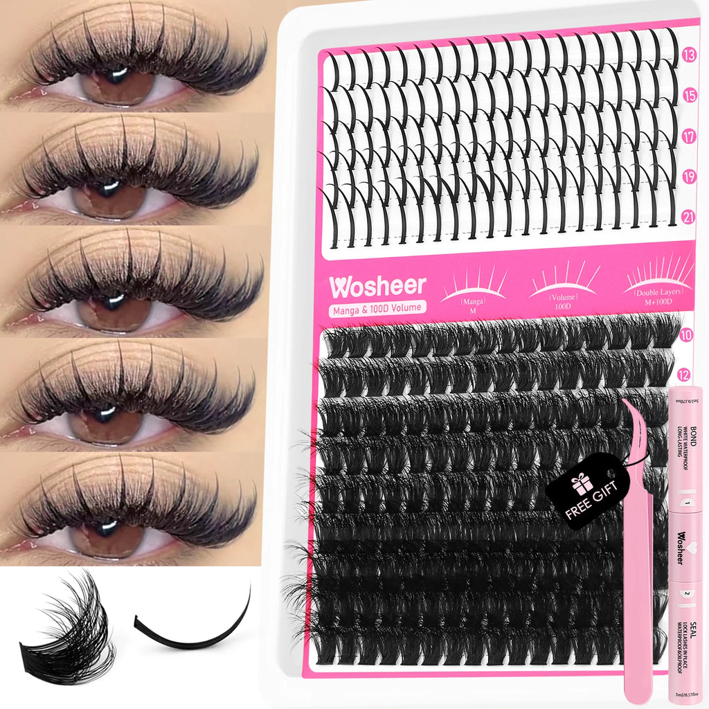 WOSHEER Kit de Cílios Spike - Extensão DIY Volume e Manga
