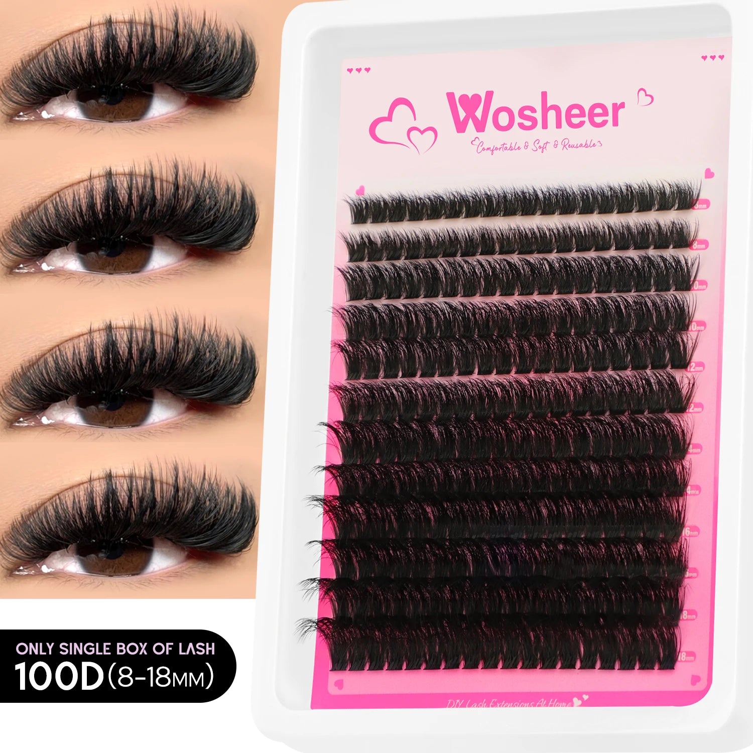 WOSHEER Kit de Cílios Spike - Extensão DIY Volume e Manga