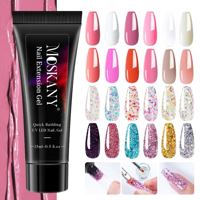 Kit Completo de Gel para Unhas com Lâmpada LED 6W - Extensão e Decoração 3D para Iniciantes