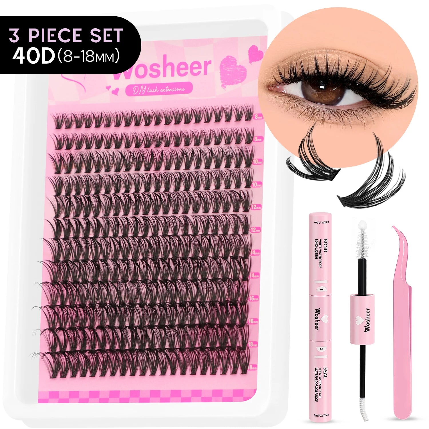 WOSHEER Kit de Cílios Spike - Extensão DIY Volume e Manga