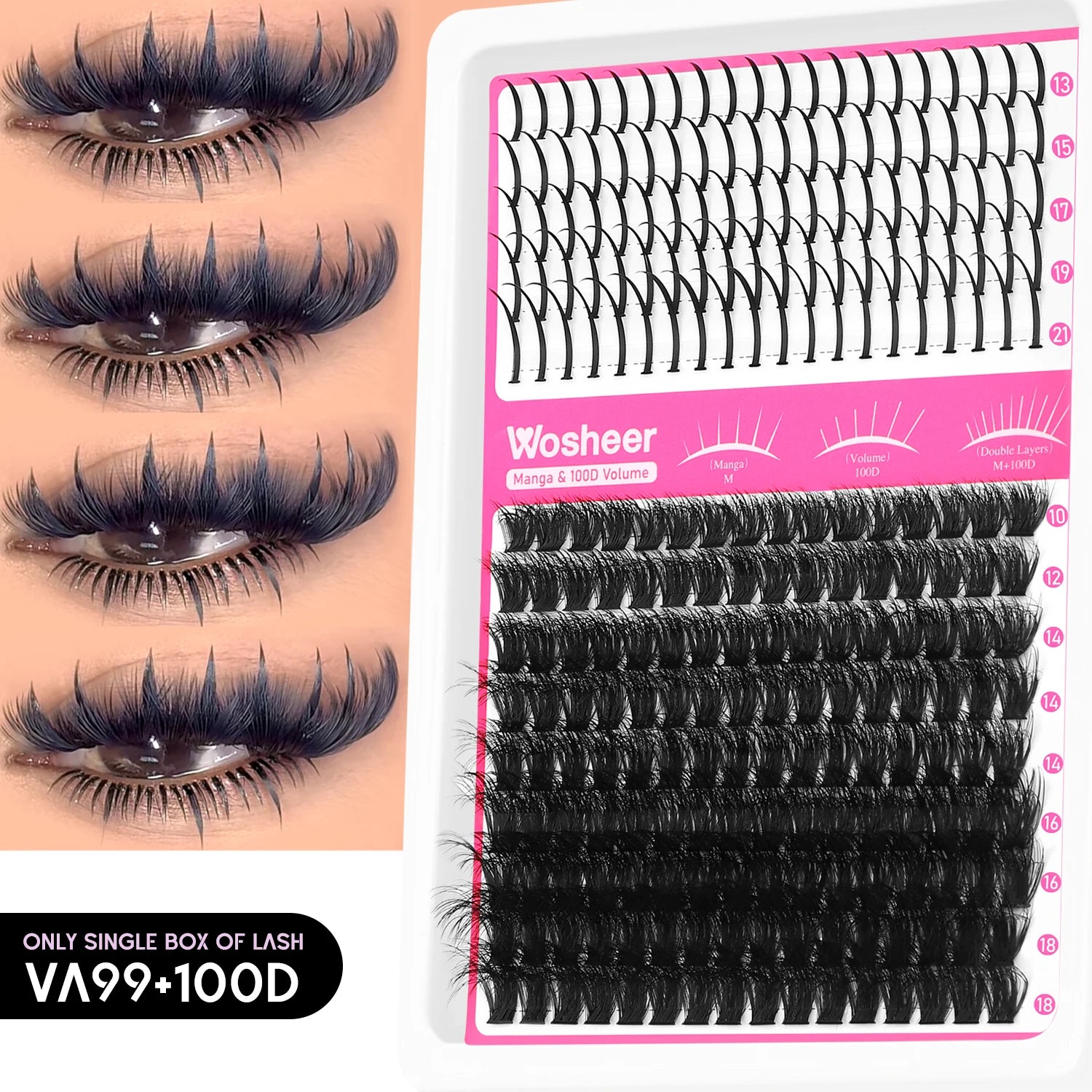WOSHEER Kit de Cílios Spike - Extensão DIY Volume e Manga