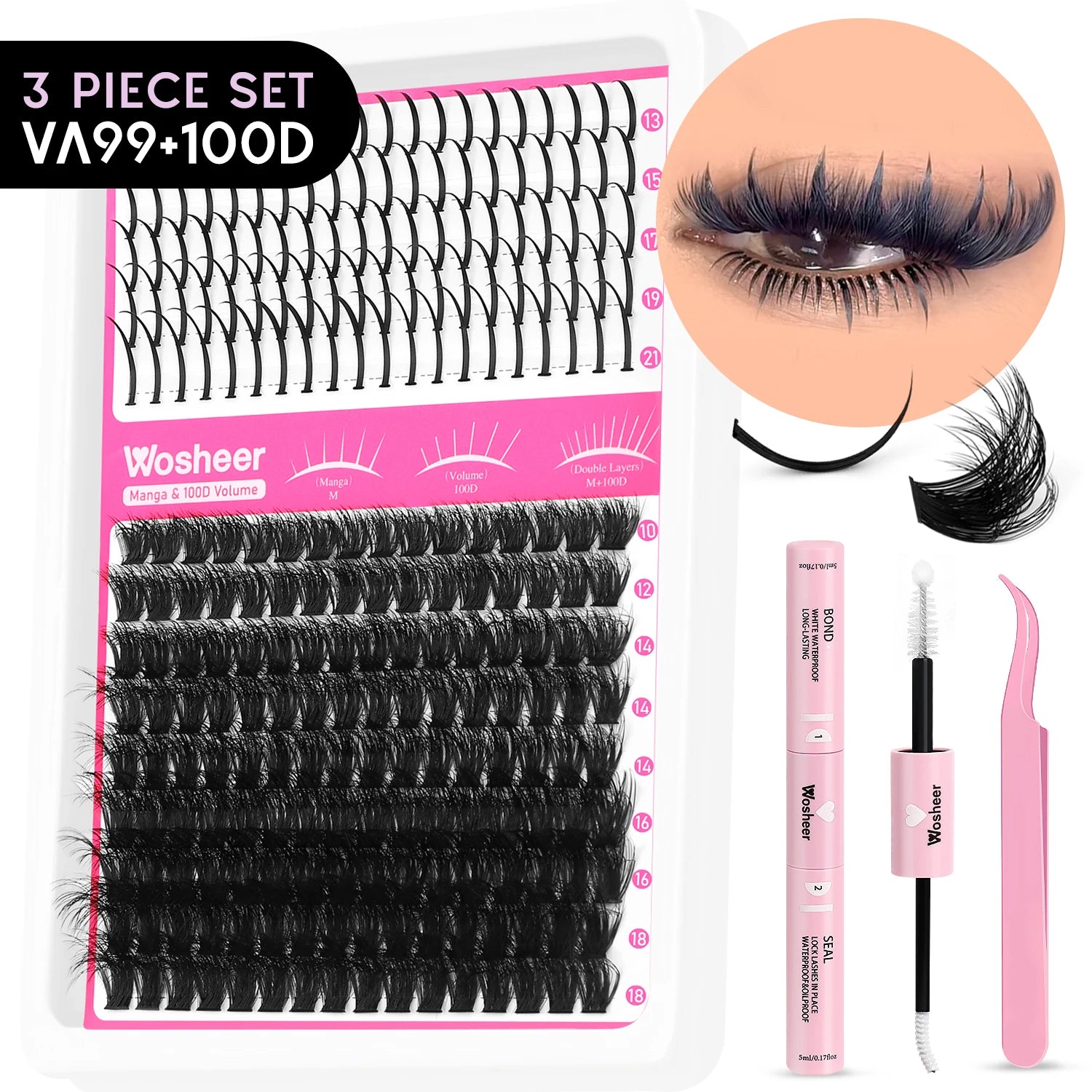 WOSHEER Kit de Cílios Spike - Extensão DIY Volume e Manga