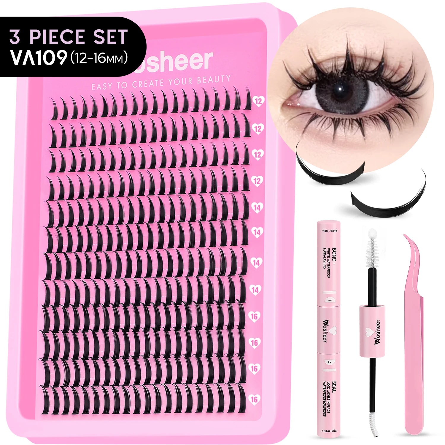 WOSHEER Kit de Cílios Spike - Extensão DIY Volume e Manga