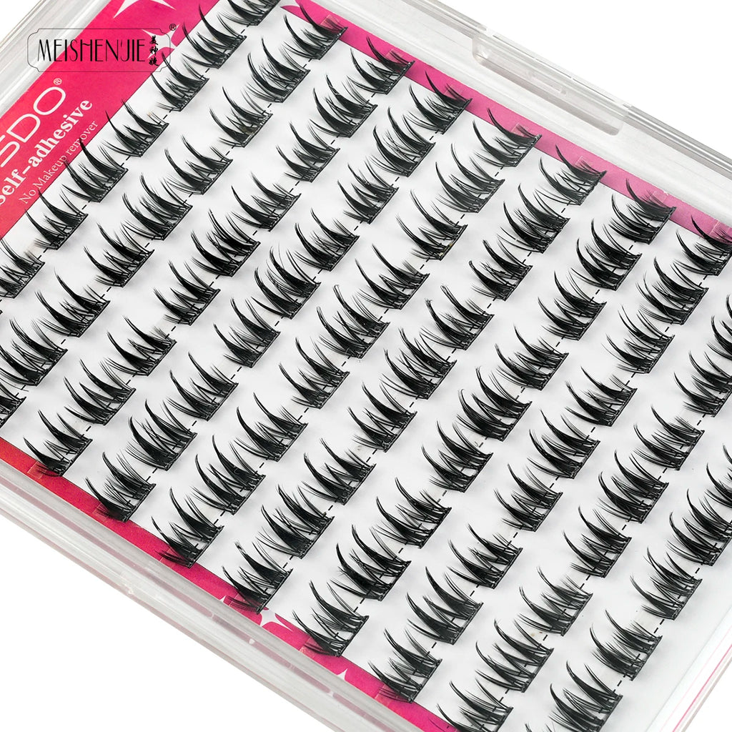 MEISHENJIE Cílios Postiços Adesivos 100 PCS - Extensão de Cílios DIY Sem Cola, Individual, Faux Cils