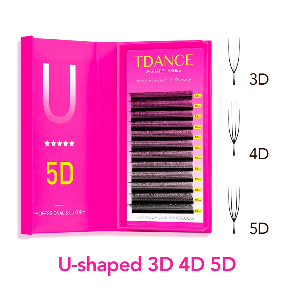 TDANCE Extensão de Cílios em U 3D 4D 5D 8-15MM - Leve, Macio e Natural