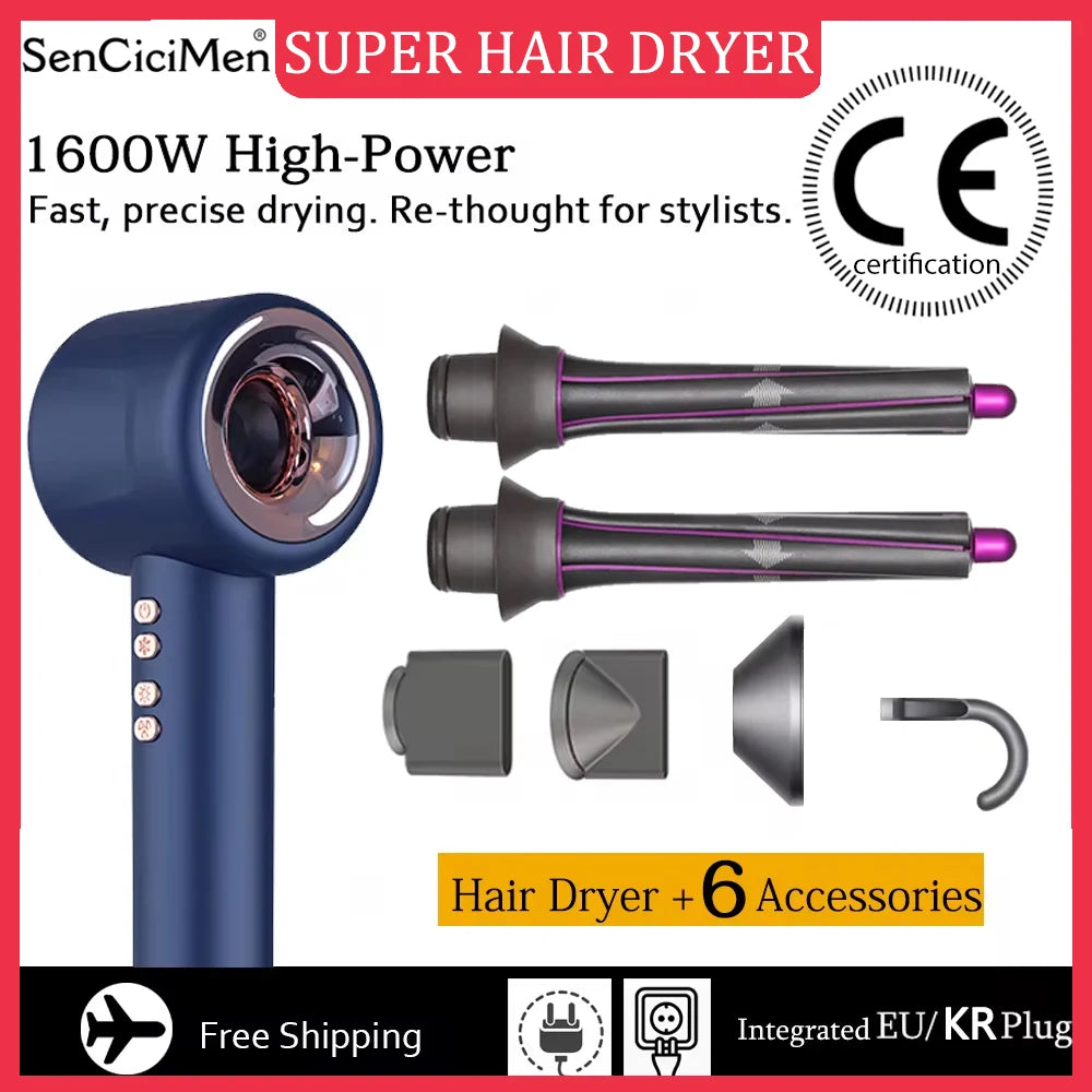 Secador de Cabelo Profissional 220V — Íons Negativos, Sem Hélice, Motor Brushless